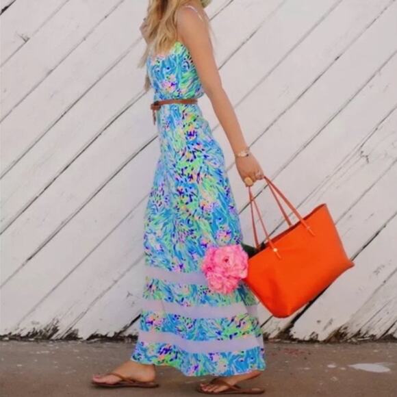 Lilly Pulitzer Deanna Maxi Dress Sea Soirée Vacation Beach Cruise Colorful Small - Picture 14 of 14